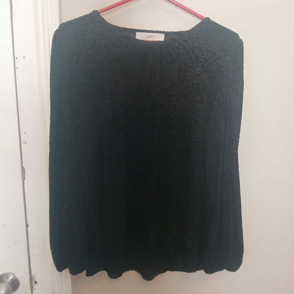 LOFT Black Women Velvet Pattern Long Sleeve